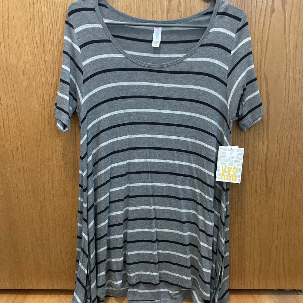 LuLaRoe Gray Stripe Perfect T - XXS
